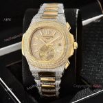 Luxury Copy Patek Philippe Nautilus Yellow Gold Full Diamond Watches